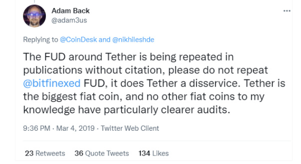 Tether 首席执行官删除Twitter账户，其系统性风险再引争议