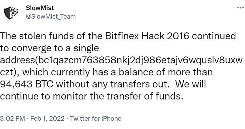 慢雾：美国执法部门破获 2016 年 Bitfinex 被黑案件细节分析